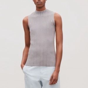 COS Sleeveless Mock Neck Wide Rib Sweater